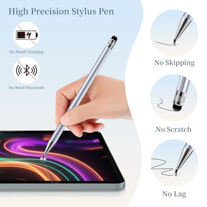 ChaoQ Stylus Pen for Touchscreen 6pcs 2-in-1 Stylus Pen for iPad iPhone | High Sensitivity and Precision Suitable for iPad iPhone Android Tablets and All Touch Screens - (Silver) - color: 6 Silver
