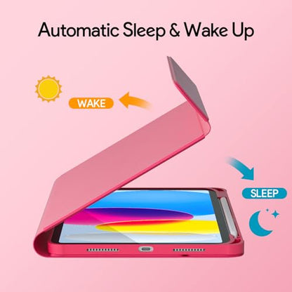 YBING for iPad A16 Case with Keyboard /11th Gen (2025) & iPad 10th Gen 10.9” (2022), 7-Color Backlit Detachable Keypad, 360° Rotating Magnetic Cover with Pencil Holder (Watermelon Red) - color: Watermelon Red