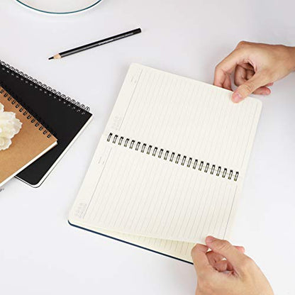 EUSOAR Students Ruled Spiral Notebook, A5 3 packs 5.5"X8.3" 120 Pages Lined Travel Writing Notebooks Journal, Memo Notepad Sketchbook, Students Office Business Diary Ruled Book Journal-3Colors - color: Black, Royal Blue, Kraft, size: 3 Packs