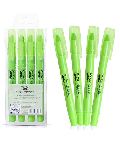 Mr. Pen- No Bleed Gel Highlighters, Green, 4 Pack | Bible Highlighters and Pens No Bleed, Bible Markers for Study, Journaling, School Supplies and Accessories - color: Green