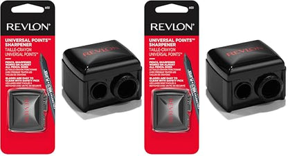 Revlon Universal Points Sharpener for Wooden & Plastic Makeup Pencils, Fits Small to Large Sizes, Easy to Clean, 1 Count (Pack of 2) - size: Pack of 2