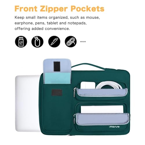 MOSISO 360 Protective Laptop Case 13.3 inch, 13-13.3 inch Laptop Sleeve | Compatible with MacBook Air/Pro 13 / Pro 14, HP Dell ASUS Lenovo,Side Open Bag with 2 Raised&1 Flapover Pockets, Teal Green - color: Teal Green, size: 13.3 inch