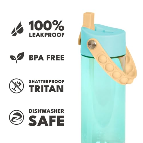 Elemental Water Bottles for Kids - Splash Kids Water Bottle for School with Pop-it Handle - BPA Free Tritan Plastic Water Bottle with Straw Leak Proof when Spout is Closed - Lemon Sky - 18oz - color: Lemon Sky 18oz