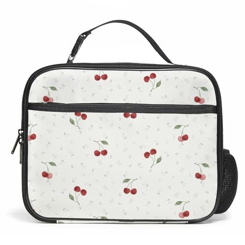 WOBAGMEN Cherry Lunch Box for Kids, Cute Insulated Lunch Bag for Boys Girls,Waterproof Lunch Box with Water Bottle Holder for Teens Adults Picnic Travel Back to School (Cherry Floral) - color: Cherry Floral
