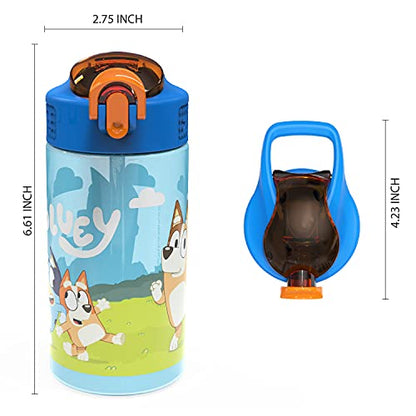 Zak Designs Bluey Kids Water Bottle Durable Plastic Spout Cover and Built-in Carrying Loop, Leak-Proof Water Design for Travel, (16oz, 2pc Set), 2pk - color: Bluey Bottle 2pk