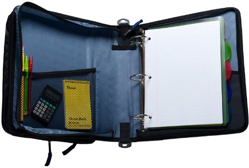 Case-it Universal Zipper Binder | 2-Inch O-Rings, 13-Inch Laptop/Tablet Padded Pocket, 400 Sheet Capacity, Multiple Storage Pockets & Shoulder Strap | School & Office Organizer | LT-007 Purple