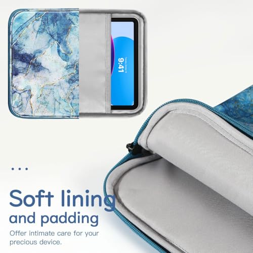 Dadanism 9-11 Inch Tablet Sleeve Bag Carrying Case, Marble Blue | Fits iPad (A16) 11th Gen 11", iPad 10th Gen 10.9" Air 5/4, iPad Air M4/Pro 11", iPad 9/8/7th 10.2", Galaxy Tab A11+ Plus 11" - color: Marble Blue, size: 9-11 inch