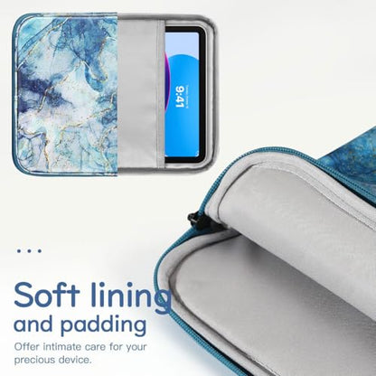 Dadanism 9-11 Inch Tablet Sleeve Bag Carrying Case, Marble Blue | Fits iPad (A16) 11th Gen 11", iPad 10th Gen 10.9" Air 5/4, iPad Air M4/Pro 11", iPad 9/8/7th 10.2", Galaxy Tab A11+ Plus 11" - color: Marble Blue, size: 9-11 inch