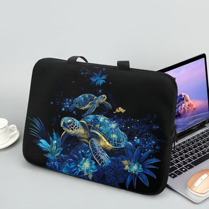 10 Inch Blue Turtles Laptop Bag Sleeve, Protective Computer Case Bag, Tablet Carrying Cover with Handle, Zipper Business Travel Handbag Shoulder Bag, Gifts for Women Ladies - color: Blue Turtles, size: 10 Inch