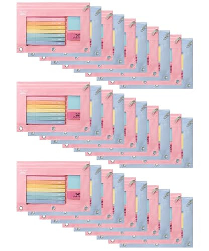 Mr. Pen- Pencil Pouch for 3 Ring Binder, 30 Pack, 10"x6.75", Smooth Zipper | Clear Window, Bulk Large Capacity Pencil Case with 3 Reinforced Grommets for School, Office, Supplies Storage | Clear Window, Bulk Large Capacity Pencil Case with 3 Reinforced Gr