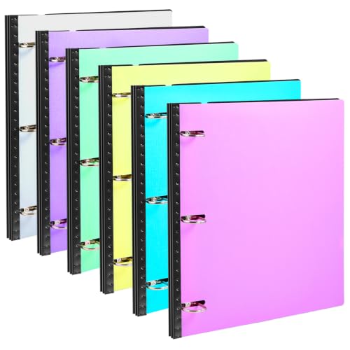 WOT I 6-Pack 1 Inch Telescoping 3 Ring Binder, Expandable Flexible Binder - Patented Design for Easy Portability, Holds 8.5"x11" Paper, Perfect for School, Office&Home Organization (Assorted Pastels) - color: Pastel Assortment -No Front Cover, size: 1 Inc