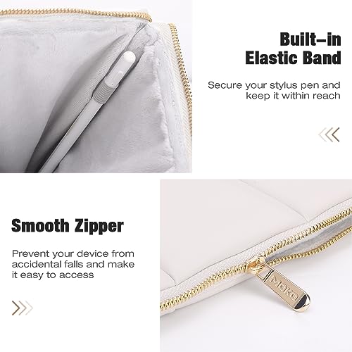 MoKo 9-11 Inch PU Leather Tablet Sleeve Bag Padded Protective Carrying Case | Fits iPad Pro 11-inch M4, iPad Air 11-inch M2, iPad 10th 10.9-inch and iPad Air 4/5th 10.9-inch, White - color: White, size: 9-11 inch