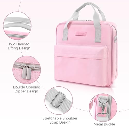 Zipper Binder 3 Ring with Shoulder Strap and Handle, Pink 2 Inch 3 Ring Binder with Zipper, Extra Pockets Holds 500 Sheets, Waterproof Trapper Keeper for Middle School & Work Organizer - color: Pink