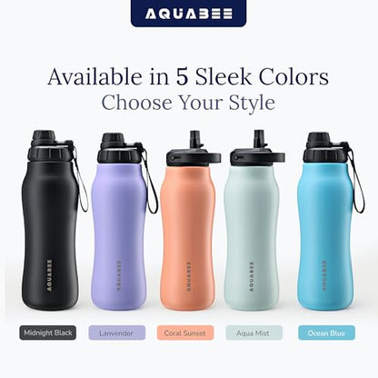 Insula Stainless Steel Water Bottle with Spout & Straw lid, BPA Free & Leakproof, Double Walled Vacuum Insulated water bottle for Sports, Bike, Travel & Hiking (Ocean Blue, 24 Oz) - color: Ocean Blue