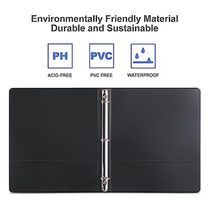 3 Ring Binder 1 Inch, ViVin Sturdy 1"-Round Ring Binder with 2 Interior Pockets, Clear View Cover, PVC-Free, Fits 200 Sheets of 8.5'' x 11'' Paper, Office Home School (8 Pack, Black) - color: Black, size: 1 Inch, style: 8 Pack