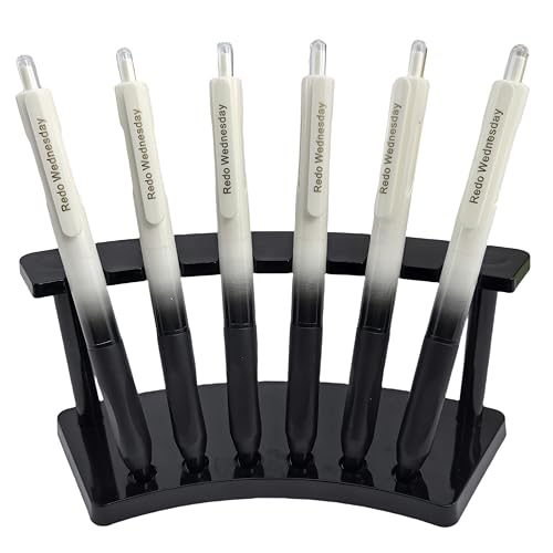 Fengtaiyuan Retractable Gel Pens, 0.5mm ST Precision Tip Quick Dry Black Ink, Gradient Black Barrel with Triangular Silicone Non-Slip Grip, Ergonomic Smooth Pens for Exam School Office [Pack of 6] - color: Black FRW01P6