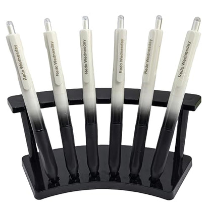 Fengtaiyuan Retractable Gel Pens, 0.5mm ST Precision Tip Quick Dry Black Ink, Gradient Black Barrel with Triangular Silicone Non-Slip Grip, Ergonomic Smooth Pens for Exam School Office [Pack of 6] - color: Black FRW01P6