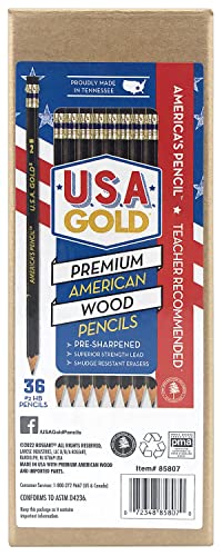 RoseArt U.S.A. Gold Pre-Sharpened American Wood Cased #2 HB Black Pencils, 48 Pack - color: Black, size: 1 Count (Pack of 48)