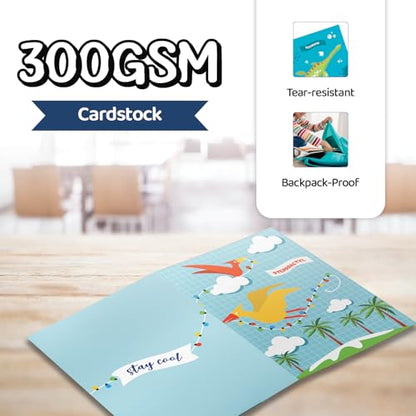 8 School Folders - Cute Pocket Folders with 8 Unique Dinosaur Designs in Front, Back Cover and Inside - Kids Pocket Folders - Homework Folders - Dinosaur Folders - 12 x 9.25 Inches (Pack of 8) - style: Dinosaur