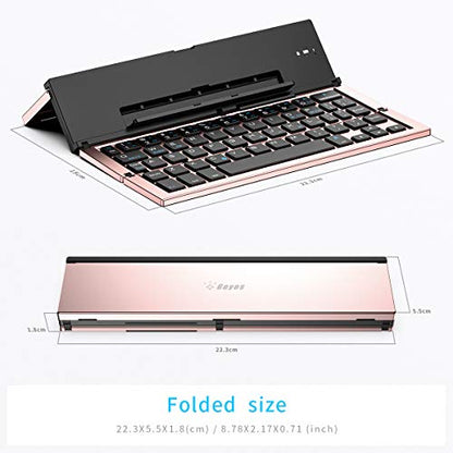 Geyes Bluetooth Keyboard Foldable Portable Folding Travel Keyboard for iPhone 15 Pro Plus/Xs/max/x/14/13 /12/11 /iPad/iPad mini 4, Samsung Android Tablet Smart Phone (Rose Gold) - color: Rosegold
