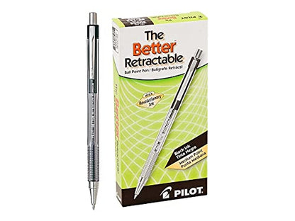 PILOT The Better Ball Point Pen Refillable & Retractable Ballpoint Pens, Medium Point, Black Ink, 12-Pack (30005) - color: Black Ink, size: 12 Count (Pack of 1), style: Medium Point