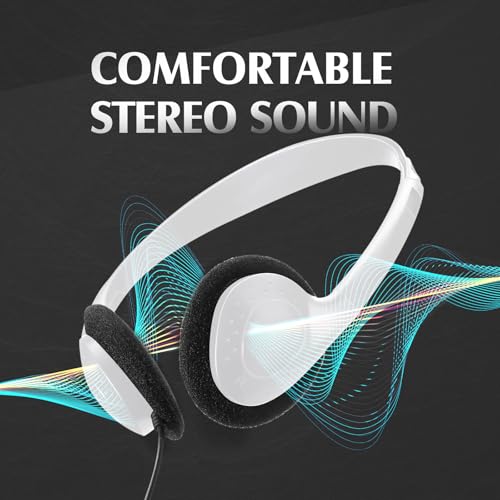 Flutesan 20 Pack Headphones Bulk Libraries Wired on Ear Headphones Over The Head Earphones for Boys Girls Adults(White) - color: White