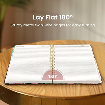 Large Spiral Lined Notebook for Work with Dividers & Tabs, 8.5"x11" Hardcover 5 Subject Notebook, College Ruled, 280 Pages, Blush Garden - color: C - Blush Garden