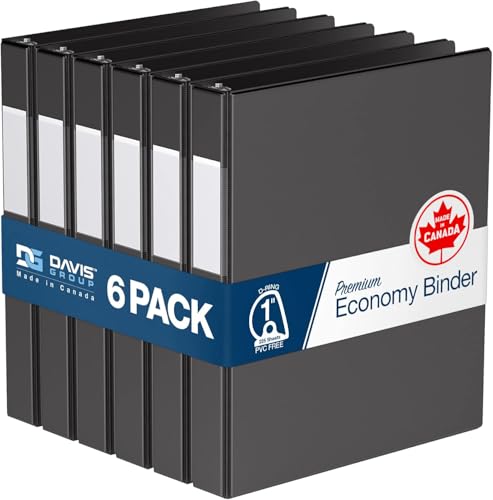 Premium Economy 6-Pack 3-Ring Binders for School or Office, D-Ring Binders, 1 Inch, Black - color: Black, size: 1 Inch
