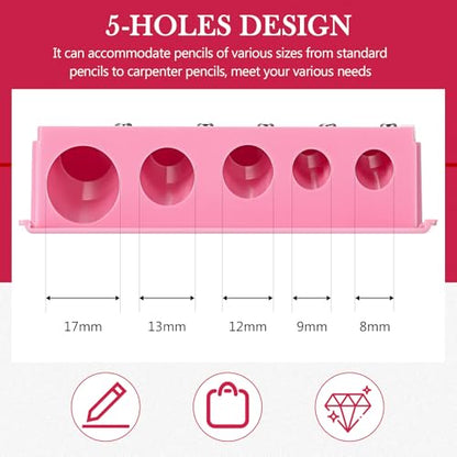 Honoson 2 Pcs 5 Hole Cosmetic Long Point Manual Pencil Sharpener with Plastic Lid Makeup Eyeliner Pencil Sharpener(Hot Pink) - color: Pink