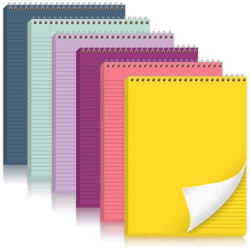 gisgfim 6 Pcs Pastel Rainbow Top Bound Spiral Notebooks 8-1/2" x 11" College Ruled Aesthetic Legal Pad Steno Pads Paper Notebook Wirebound Notepad for Writing School Office Business Supplies - color: Pastel Rainbow