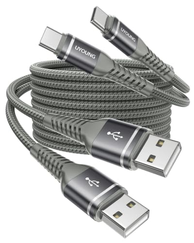 USB A to USB C Cable 3A Fast Charging 3FT, 2Pack USB to USBC Cable for | CarPlay/Android Auto USB Type C Cable Durable Braided iPhone USB C Cord for iPhone 17/16/15 Pro Max/Galaxy S26 and More-Grey - color: Grey, size: 3FT