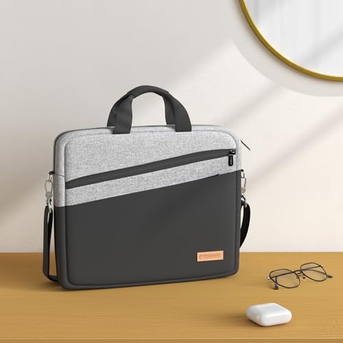 bagasin 17 17.3 inch Laptop Computer PC Shoulder Bag Carrying Case, Water-Repellent Fabric Briefcase, Lightweight Toploader, Business Casual or School - color: Grey, size: 17-17.3