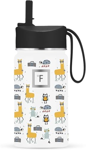 IRON °FLASK 14 oz Kids Insulated Water Bottle | Vacuum Insulated Kids Water Bottle with Leakproof Straw Lid & 20 Name Stickers - BPA Free (Party Town) - color: Party Town, size: 10 Ounces