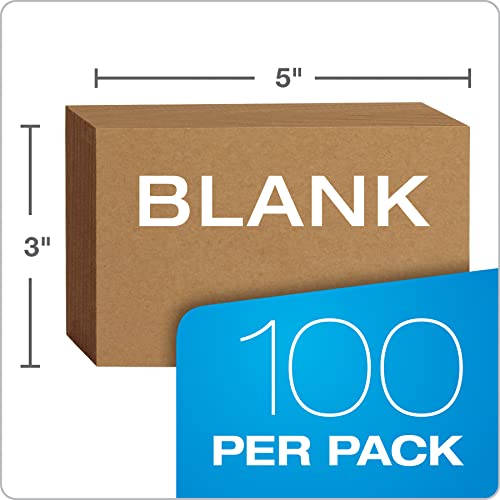 Oxford Kraft Index Cards, 100 Pack, 3x5" Index Cards, Thick, Premium Paper for Gifts, Crafts, Parties, Flash Cards, Brown, Blank on Both Sides (63505)