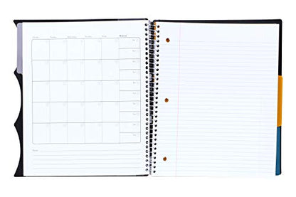 Mintra Office Durable PREMIUM Spiral Notebook, ((Black, 3 Subject, 8.5in x 11in)), Fabric Covered Coils, No Snags, Removable Adjustable Pocket Dividers, Ruler, Organization, Customizable - color: Black, size: 3 Subject (8.5in x 11in)