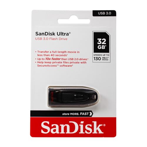 SANDISK 32GB Ultra USB 3.0 Flash Drive - SDCZ48-032G-UAM46, black - size: 32GB