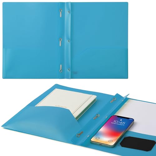 Mr. Pen- Plastic Folders with Pockets and Prongs, 48 Pack, Letter Size | Blue, Flexible Plastic Folders with Prongs and Card Slot - color: Blue, size: 48 Pack
