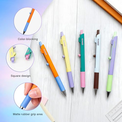 Ddaowanx Gel Pens,5Pcs Fine Point Smooth Writing Pens,0.5mm Black Ink for Journaling,Writing,Note Taking,Office School Supplies,Aesthetic Desk Accessories for Women - color: Contrast