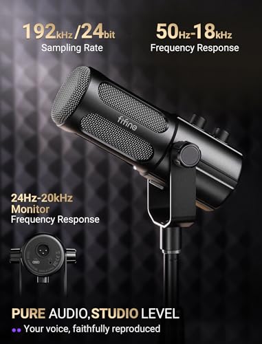FIFINE AmpliTank TANK6S Vocal-Dynamic-Microphone, XLR-USB-Podcast-Microphone with Desktop Stand, Mute Button, Volume Knob, Studio Metal Built, Streaming-Mic for Content Creation, Music Recording - size: TANK6S