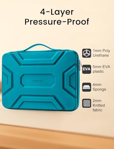 DOMISO 14 inch Laptop Sleeve with Handle, Shockproof & Waterproof EVA Protective Laptop case, Hard Laptop Sleeve for 14" HP Dell Asus Lenovo Laptop, Teal - color: Teal, size: 14 inch