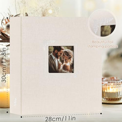Lanpn Scrapbook Photo Album 8.5x11, Linen Window Design Cover Top Load 3 Ring Folder Binder Photobook Photo Book 8.5 x 11 inch with 30 Plastic Sleeves 60 Pages Beige - color: Beige, size: 8.5x11"