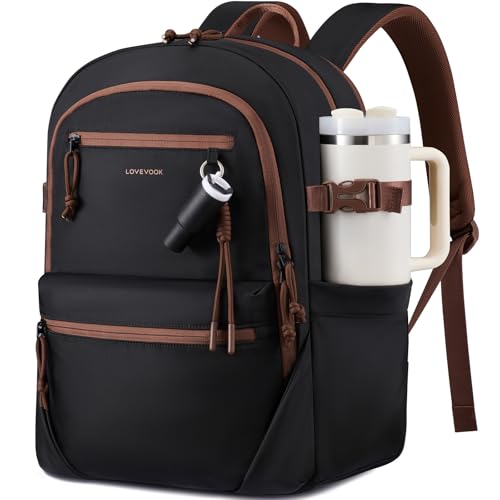 LOVEVOOK Laptop Backpack with Cute Pendant,15.6 Inch Travel Work Backpack Computer Laptop Bag with Large Cup Holder,Waterproof Nurse Teacher College Carry on Backpack Purse,Gifts for Women & Men,Black - color: Black, size: 15.6 Inch