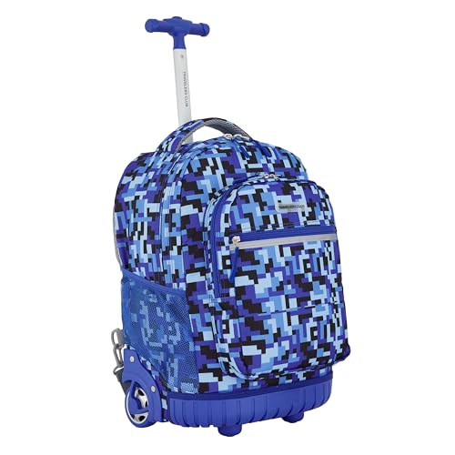 Travelers Club 4 Piece Rolling Backpack Set With Accessories,Blue Pixel - color: Blue Pixel