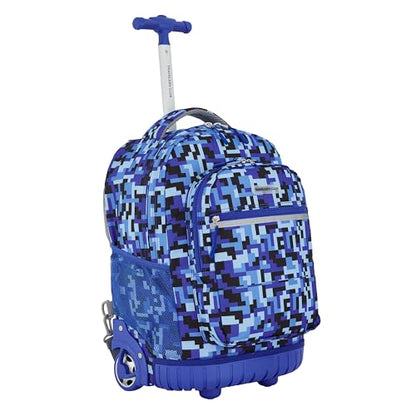 Travelers Club 4 Piece Rolling Backpack Set With Accessories,Blue Pixel - color: Blue Pixel