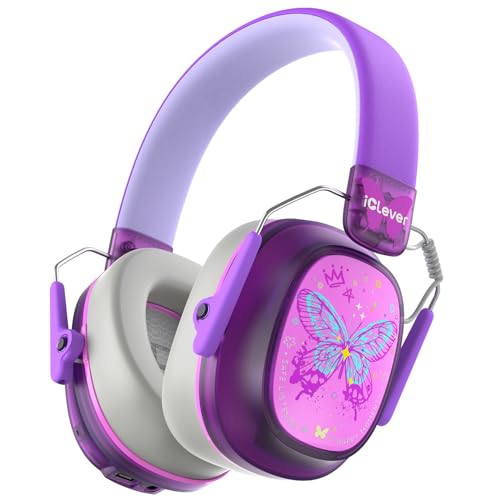 iClever Noise Cancelling Headphones for Kids Adults, Bluetooth Ear Protection with 60H Play Time, Safe Volume 80dBA, Noise Reduction Headphones for Autism Fireworks/Monster Truck, FOCUS - color: Purple