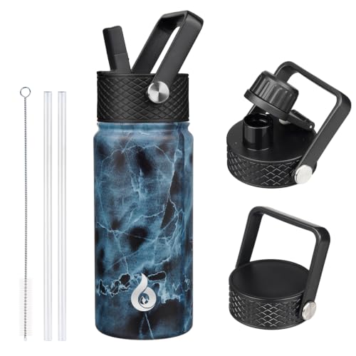 BJPKPK 18oz Insulated Water Bottle with Straw Lid, Stainless Steel Bottle | 3 Lids Included, Keep Cold & Hot, BPA-Free Leakproof Vacuum Bottle, Metal Water Bottle for office, Gym, Travel & Outdoor - color: Ocean, size: 18 Ounces
