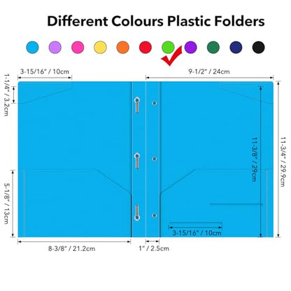 Briartw Heavy Duty Plastic Pocket Folder with Prongs for Letter Size Paper - 6 Pack Light Green File Folder with Clear Front Pocket - 2 Pockets and 3 Prongs,As Well As 2 Card Slots - Pocket Folders - color: Light Green