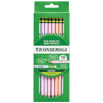 Ticonderoga® Pastel Pencils, 2 Soft, Assorted Colors, Pack Of 10 Pencils - style: 10 Count Pastel