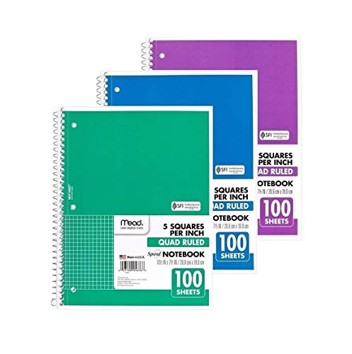 Spiral Quad 5sq Rule 100ct,Acco Brands Usa Llc,5676