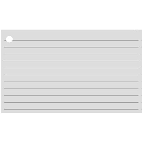 Colonial Cards: 150 Color Cardstock 3" x 5" Index Cards, Gray, Lined Landscape Format with Corner 1-Hole Punched and 4 Binder Rings - color: gray